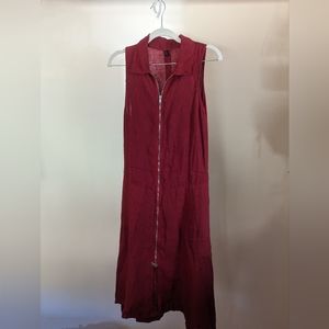 Red linen dress